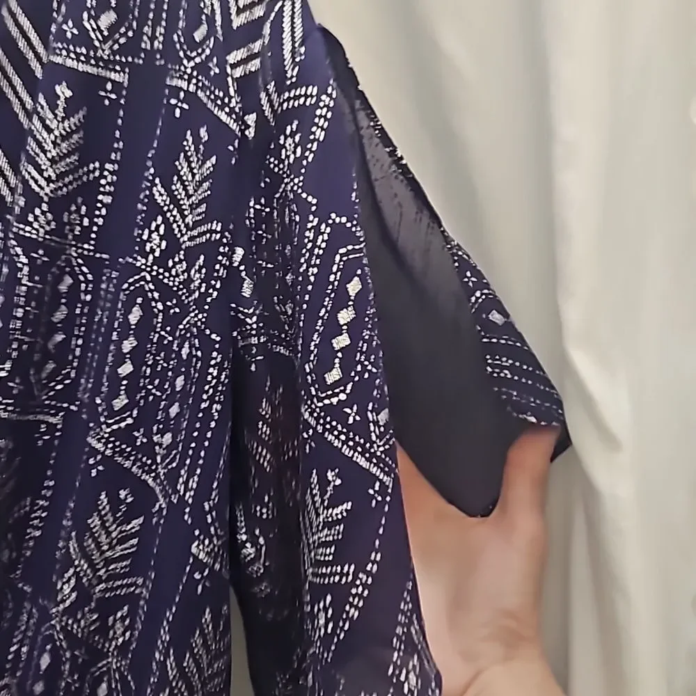 Free People Chevron V-Neck Blouson Mini Dress - Sz. Small - Picture 5 of 13